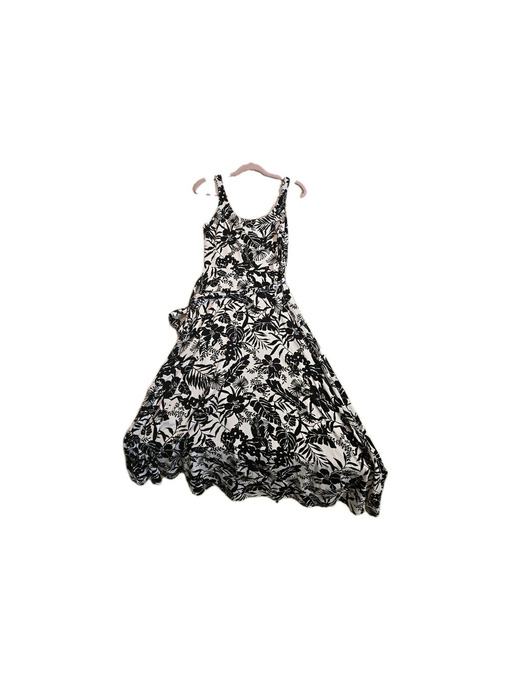 loft floral black and white midi dress S XXS Sleeveless Cottage Core Romantic